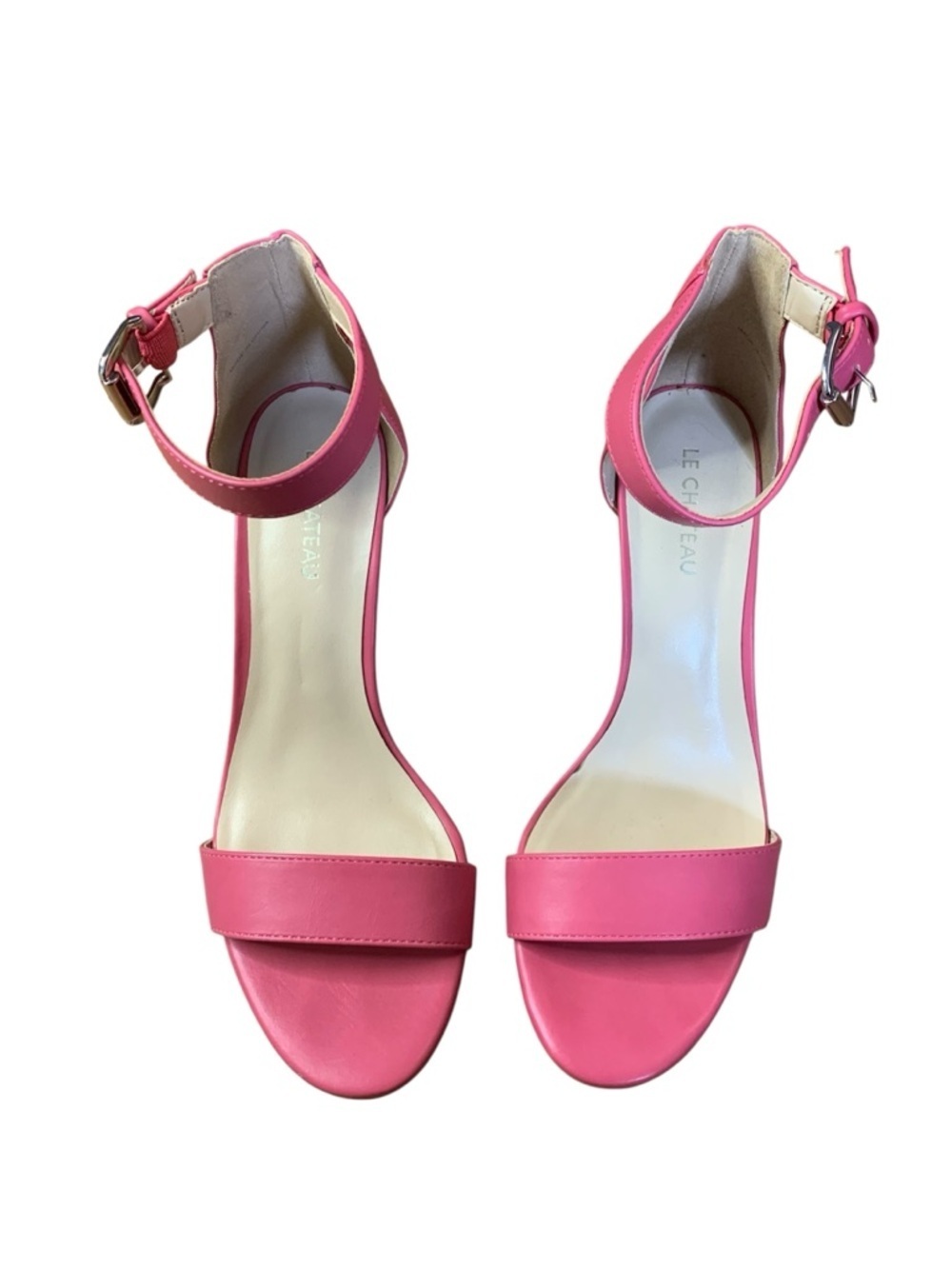 Le Château Hot Pink Ankle Strap Platform Heels - Size 7